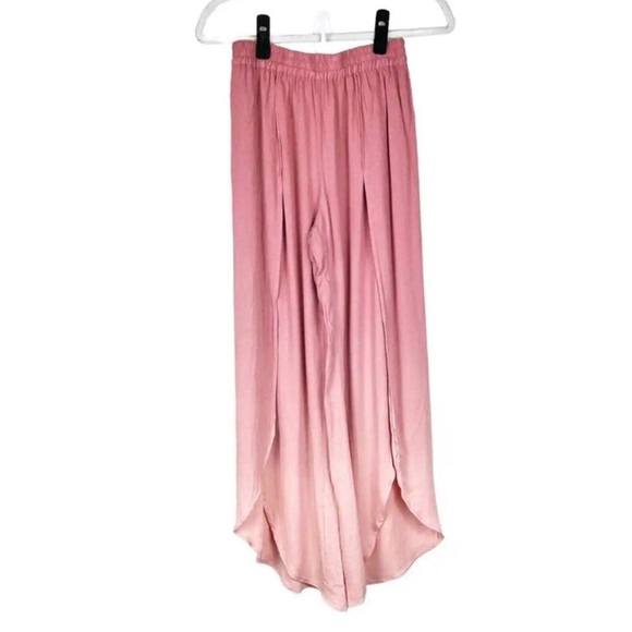 Young Fabulous & Broke Wide Leg Slit pink ombré flowy Rayon pants - Picture 2 of 8